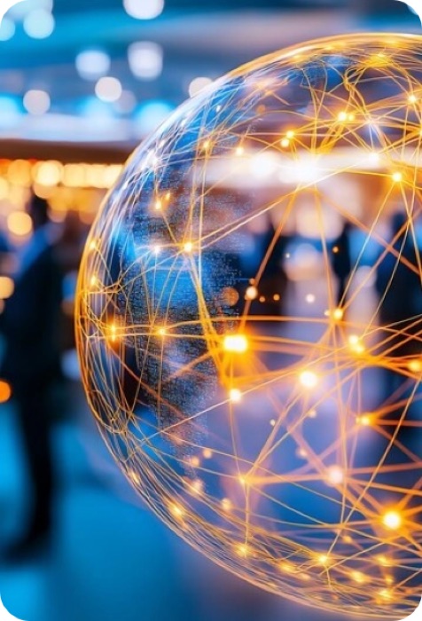A glowing globe of network connections